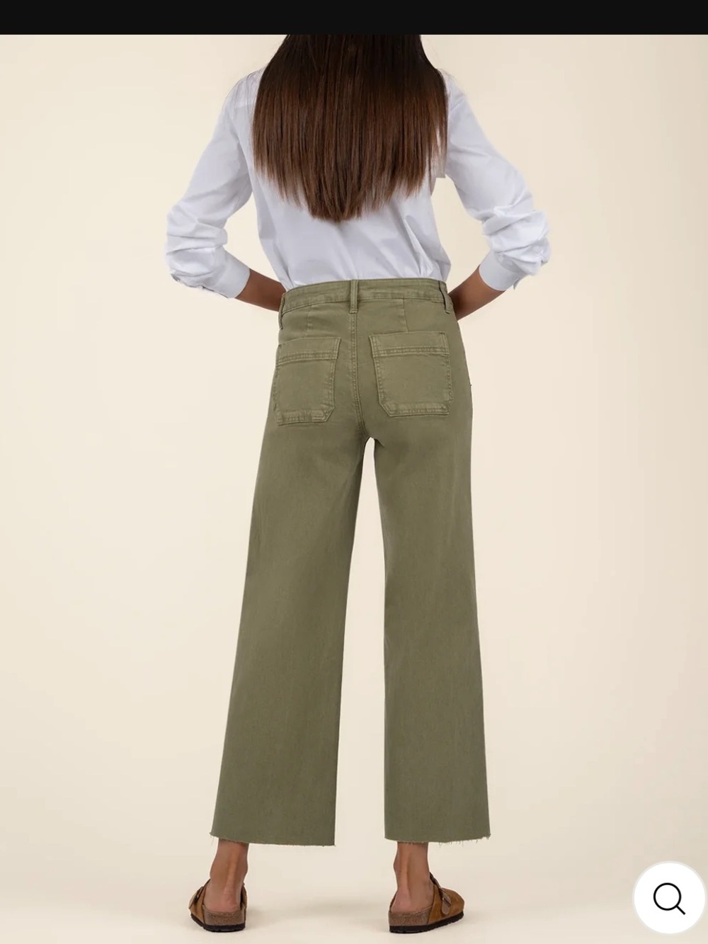 KUT From the Cloth Meg High Rise Wide Leg-Olive 8 - Picture 3 of 11
